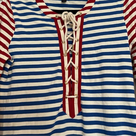 Red White and Blue Patriotic Lace Up J.Crew Maxi Dress EUC 4th of July - Picture 8 of 14